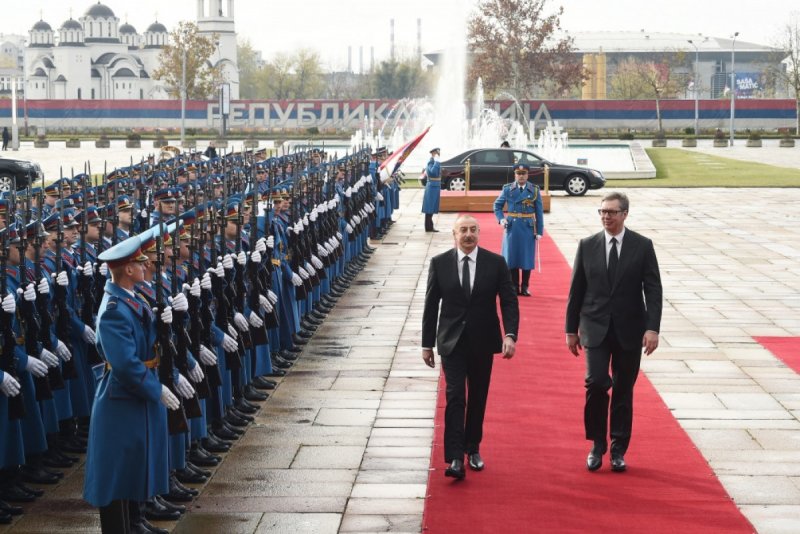 Prezident İlham Əliyevin Belqradda rəsmi qarşılanma mərasimi olub