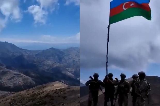 Hərbçilərimiz Xankəndi-Xəlfəli-Turşsu yolunda Azərbaycan bayrağı dalğalandırdılar