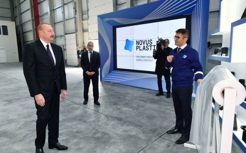 Prezident “Novus Plastica” MMC-nin Polimer qatqıları istehsalı müəssisəsinin açılışını edib