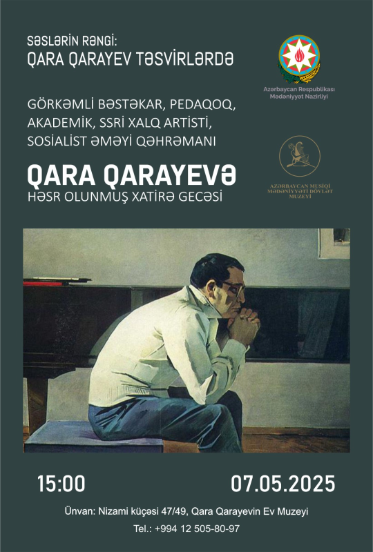 “SƏSLƏRİN RƏNGİ: QARA QARAYEV TƏSVİRLƏRDƏ” XATİRƏ GECƏSİ KEÇİRİLƏCƏK